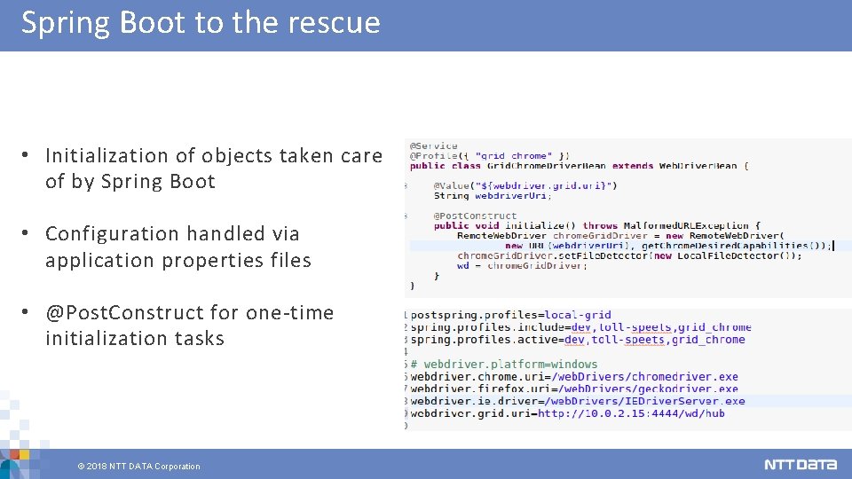Spring Boot to the rescue • Initialization of objects taken care of by Spring