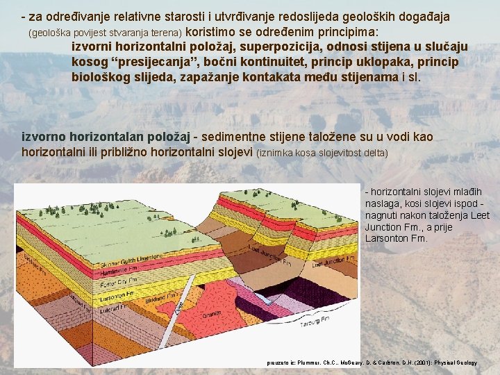 - za određivanje relativne starosti i utvrđivanje redoslijeda geoloških događaja (geološka povijest stvaranja terena)