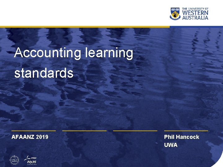 Accounting learning standards AFAANZ 2019 Phil Hancock UWA 