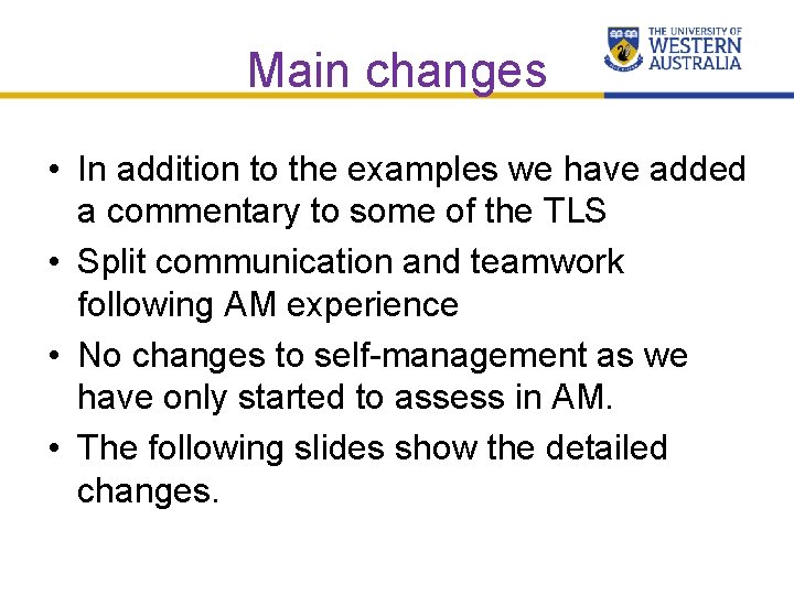 Main changes • In addition to the examples we have added a commentary to