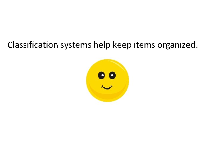 Classification systems help keep items organized. 