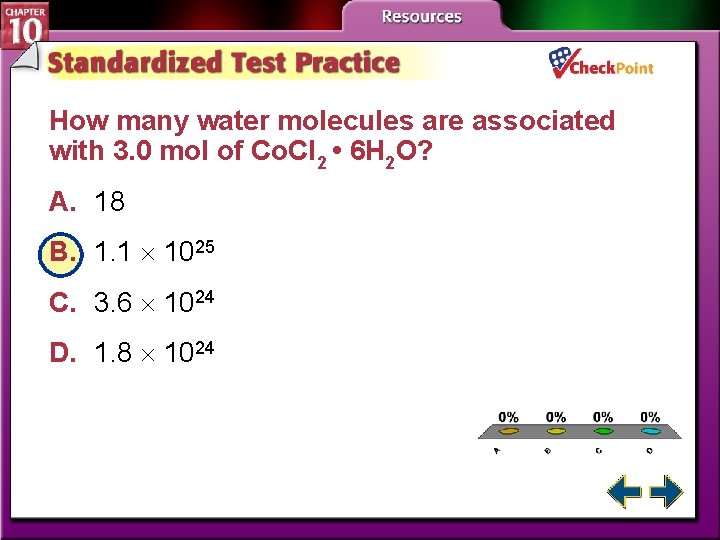 How many water molecules are associated with 3. 0 mol of Co. Cl 2