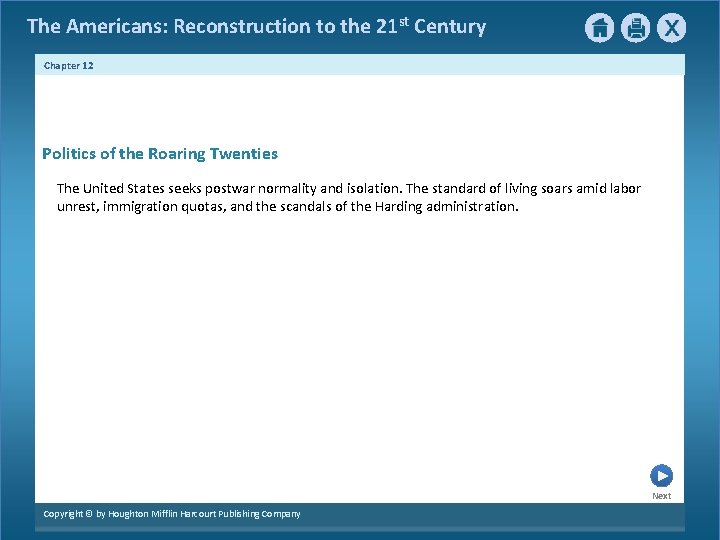 The Americans: Reconstruction to the 21 st Century Chapter 12 Politics of the Roaring
