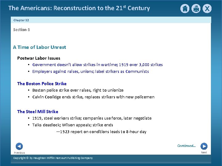 The Americans: Reconstruction to the 21 st Century Chapter 12 Section-1 A Time of