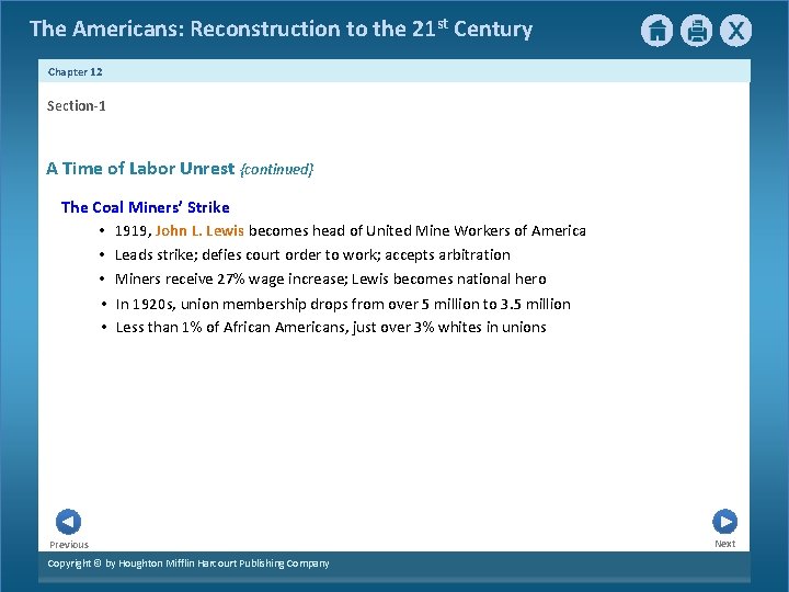 The Americans: Reconstruction to the 21 st Century Chapter 12 Section-1 A Time of