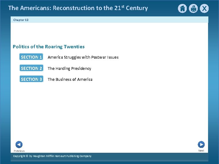 The Americans: Reconstruction to the 21 st Century Chapter 12 Politics of the Roaring