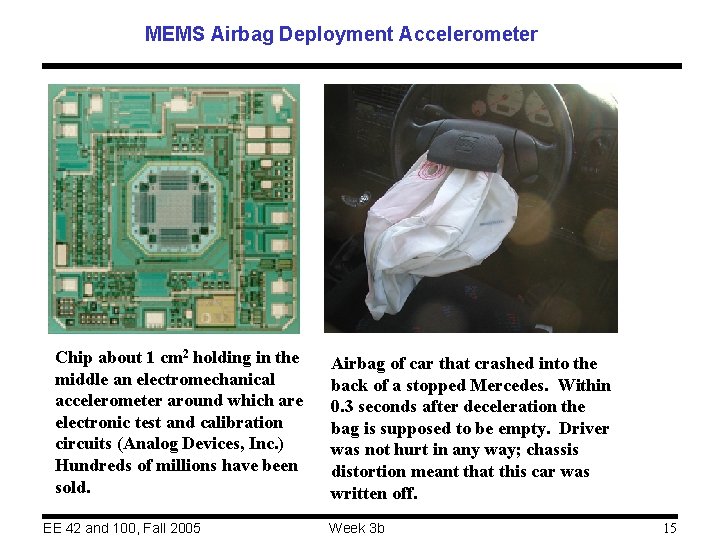 MEMS Airbag Deployment Accelerometer Chip about 1 cm 2 holding in the middle an