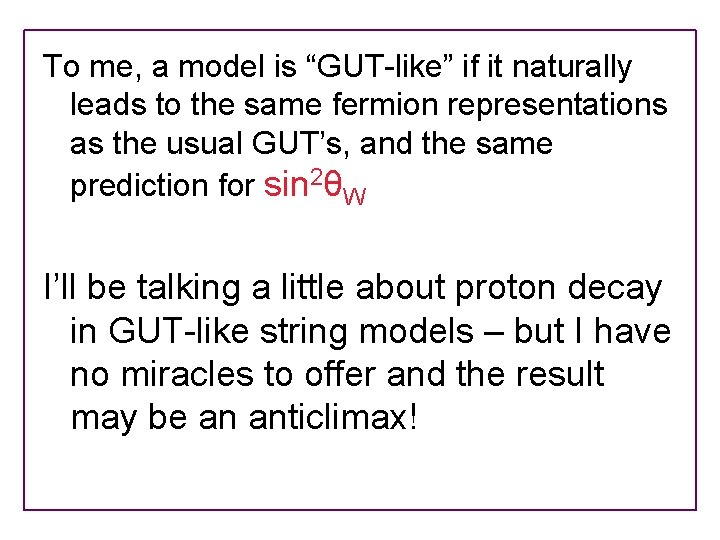 To me, a model is “GUT-like” if it naturally leads to the same fermion