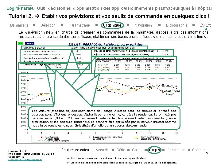 Logi√Pharm®, Outil décisionnel d’optimisation des approvisionnements pharmaceutiques à l’hôpital Tutoriel 2. Etablir vos prévisions