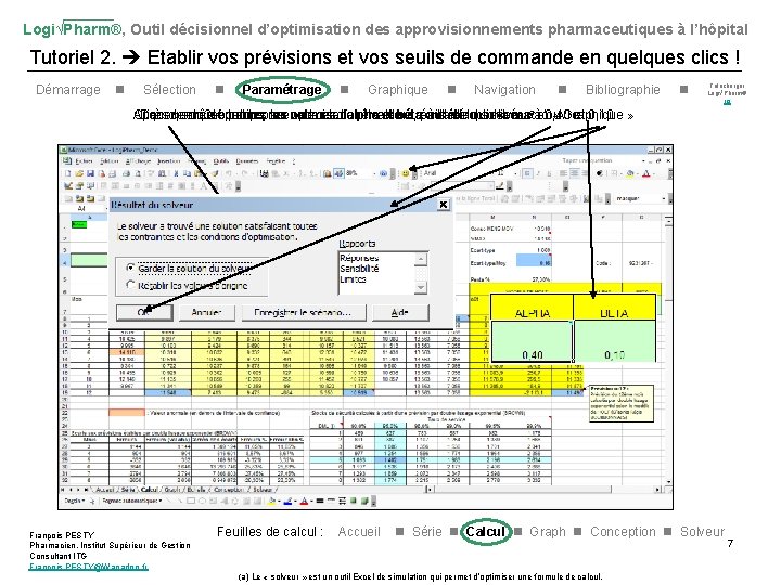 Logi√Pharm®, Outil décisionnel d’optimisation des approvisionnements pharmaceutiques à l’hôpital Tutoriel 2. Etablir vos prévisions
