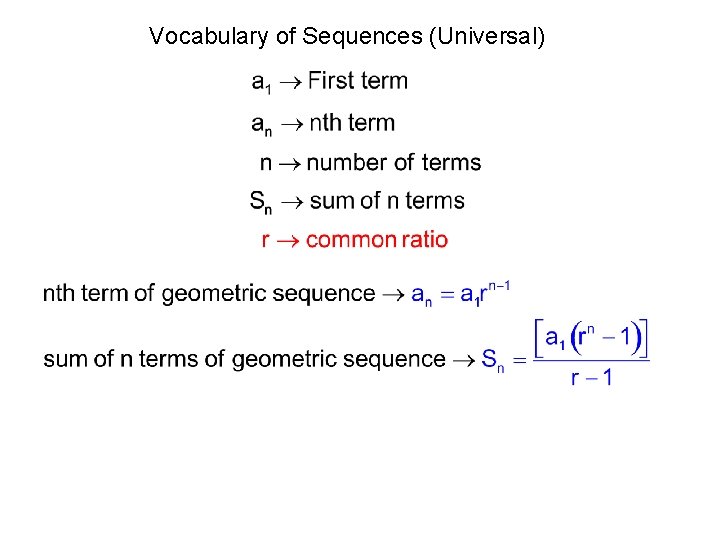 Vocabulary of Sequences (Universal) 