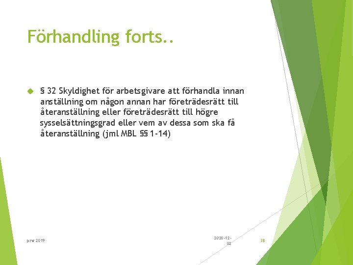 Förhandling forts. . § 32 Skyldighet för arbetsgivare att förhandla innan anställning om någon