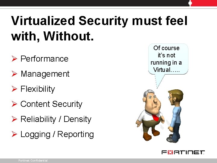 Virtualized Security must feel with, Without. Ø Performance Ø Management Ø Flexibility Ø Content