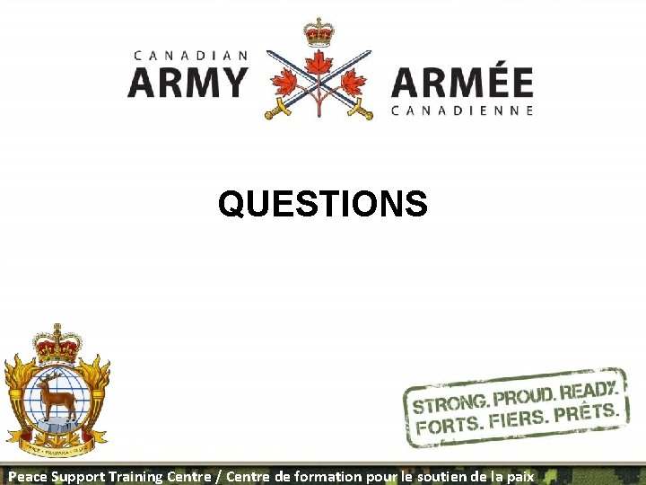 QUESTIONS PSTC Template designed by Maj Mc. Queen Peace Support Training Centre / Centre