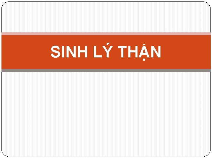 SINH LÝ THẬN 