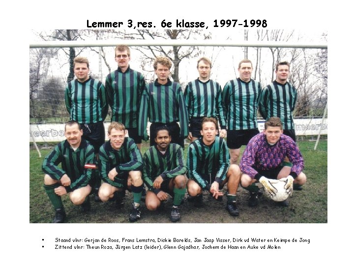 Lemmer 3, res. 6 e klasse, 1997 -1998 • • Staand vlnr: Gerjan de