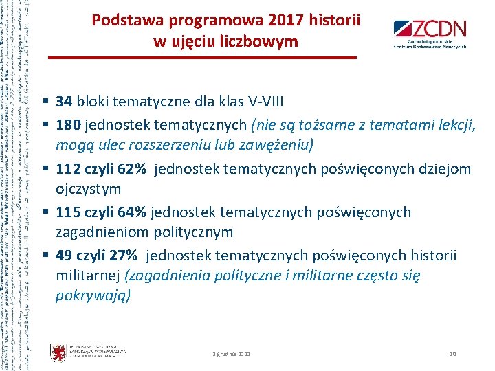 Podstawa programowa 2017 historii w ujęciu liczbowym § 34 bloki tematyczne dla klas V-VIII
