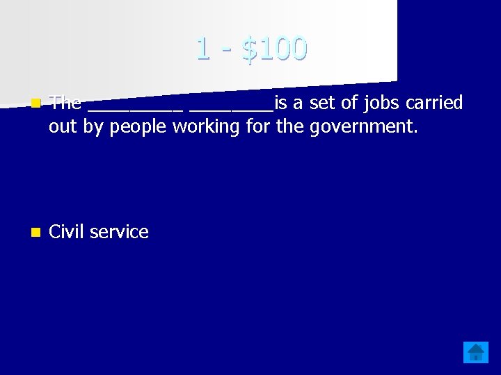 1 - $100 n The _____is a set of jobs carried out by people