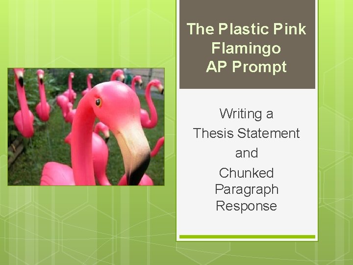 The Plastic Pink Flamingo AP Prompt Writing a Thesis Statement and Chunked Paragraph Response