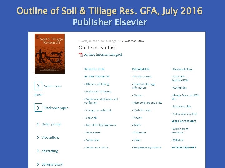 Outline of Soil & Tillage Res. GFA, July 2016 Publisher Elsevier 
