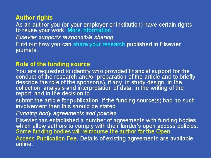 Author rights As an author you (or your employer or institution) have certain rights