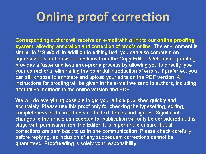 Online proof correction Corresponding authors will receive an e-mail with a link to our