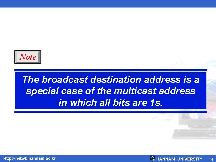 Note The broadcast destination address is a special case of the multicast address in Note The broadcast destination address is a special case of the multicast address in