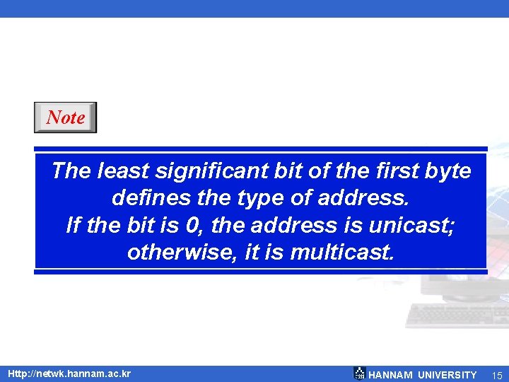 Note The least significant bit of the first byte defines the type of address. Note The least significant bit of the first byte defines the type of address.