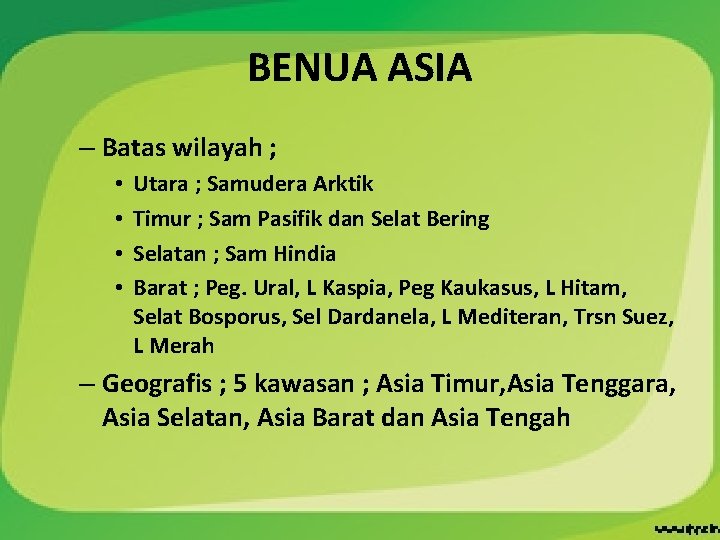 Batas Wilayah Benua Asia Sebelah Barat Adalah