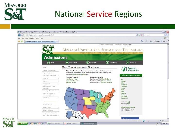 National Service Regions National Service Regions