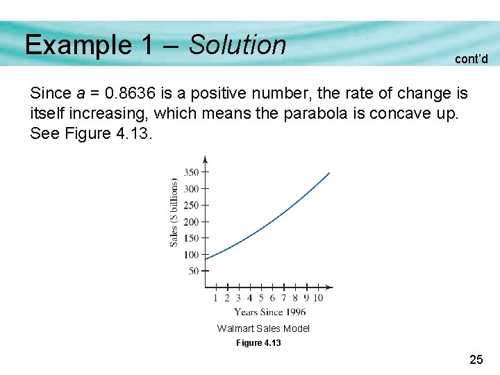 Example 1 – Solution cont’d Since a = 0. 8636 is a positive number,