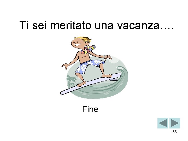 Ti sei meritato una vacanza…. Fine 33 