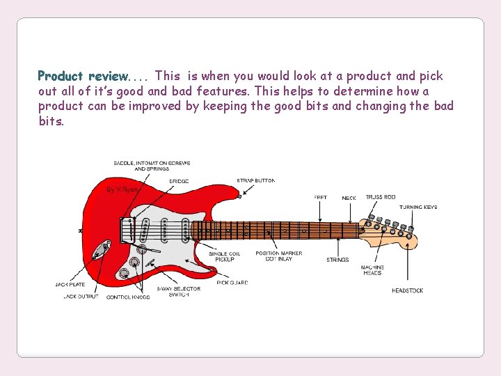 Product review. . This is when you would look at a product and pick