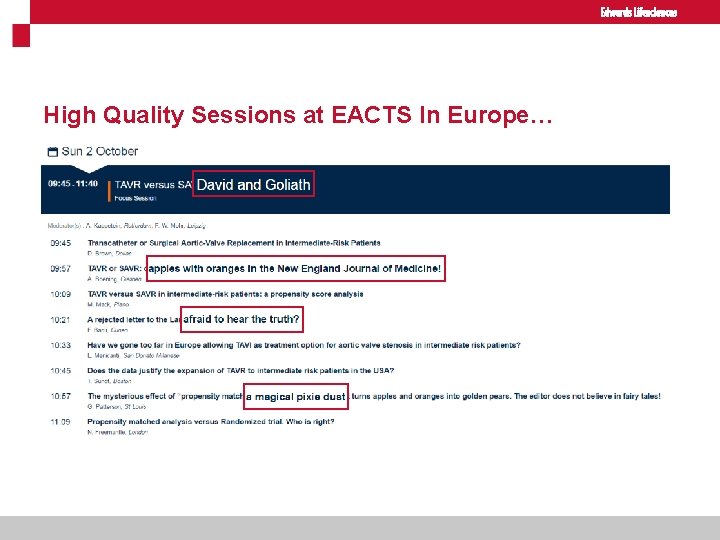 High Quality Sessions at EACTS In Europe… 