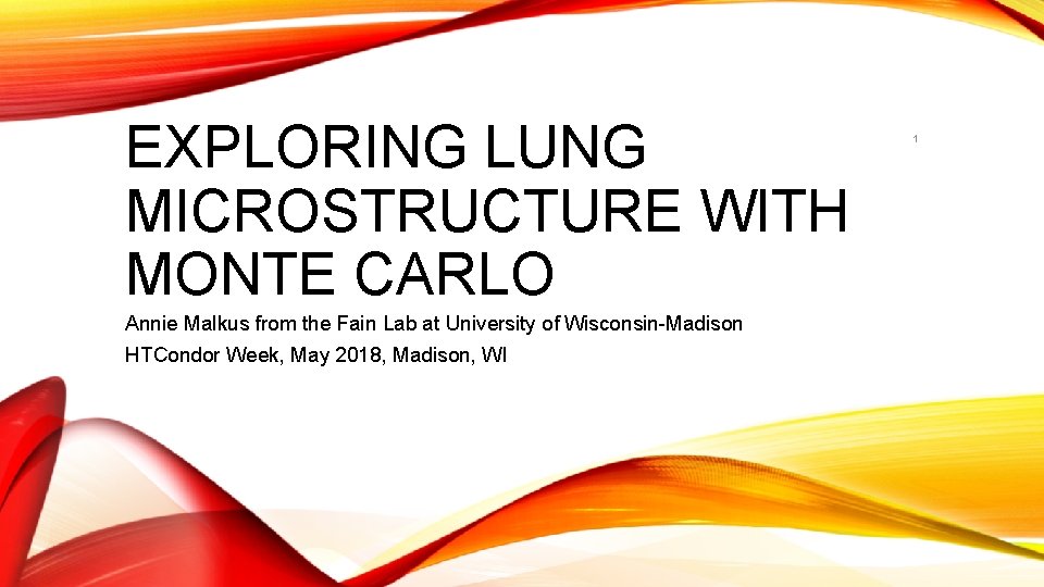 EXPLORING LUNG MICROSTRUCTURE WITH MONTE CARLO Annie Malkus from the Fain Lab at University