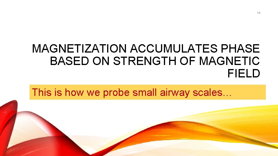 14 MAGNETIZATION ACCUMULATES PHASE BASED ON STRENGTH OF MAGNETIC FIELD This is how we