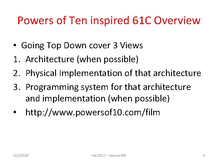 Powers of Ten inspired 61 C Overview • Going Top Down cover 3 Views