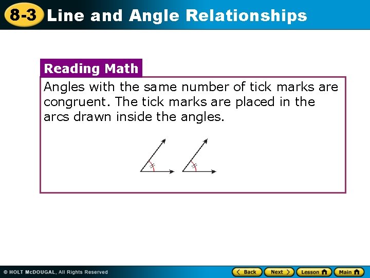 8 -3 Line and Angle Relationships Reading Math Angles with the same number of