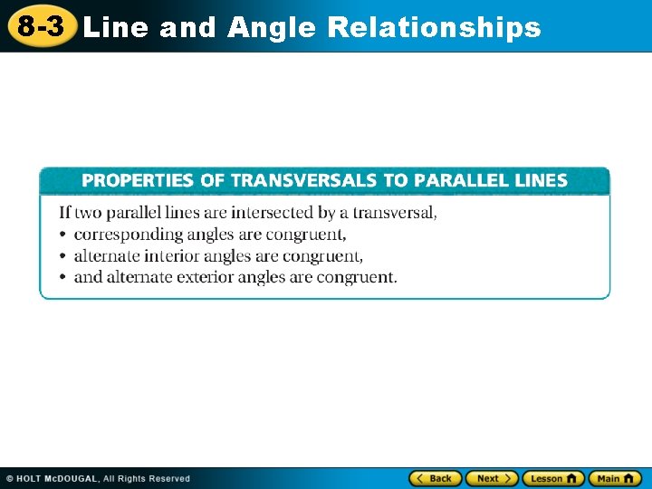8 -3 Line and Angle Relationships 