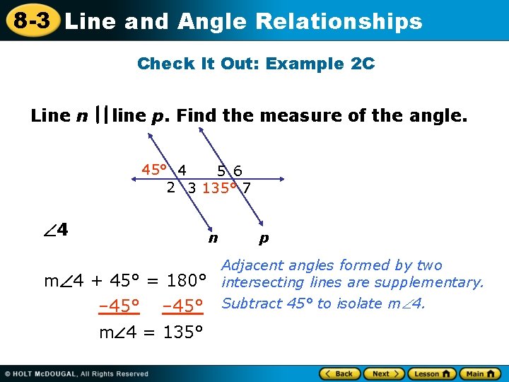 8 -3 Line and Angle Relationships Check It Out: Example 2 C Line n