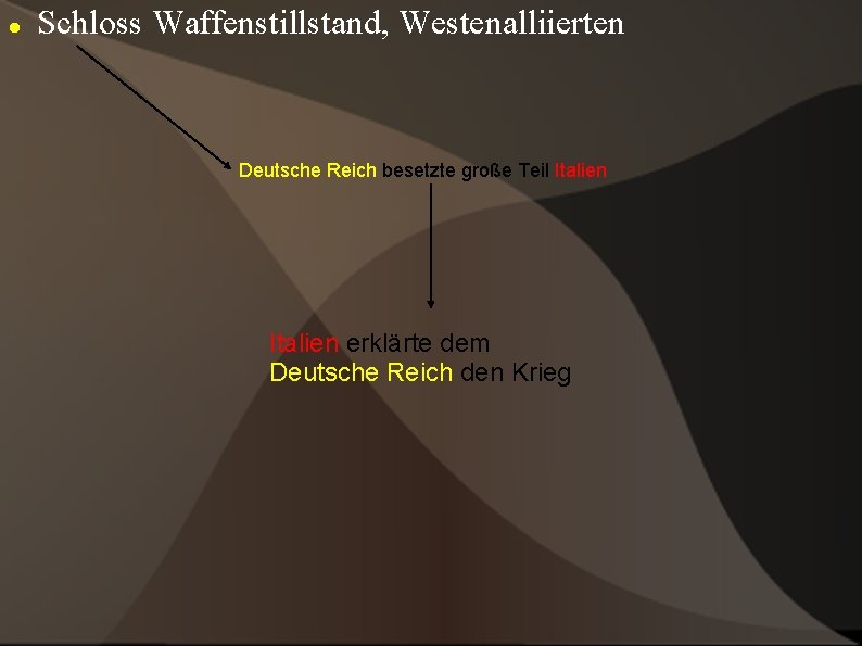  Schloss Waffenstillstand, Westenalliierten Deutsche Reich besetzte große Teil Italien erklärte dem Deutsche Reich