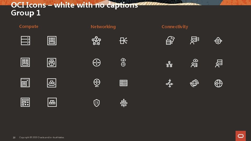 OCI Icons – white with no captions Group 1 Compute 20 Copyright © 2020