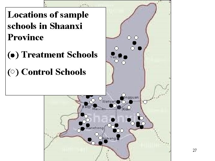 Locations of sample schools in Shaanxi Province ( ) Treatment Schools * ( ) Locations of sample schools in Shaanxi Province ( ) Treatment Schools * ( )