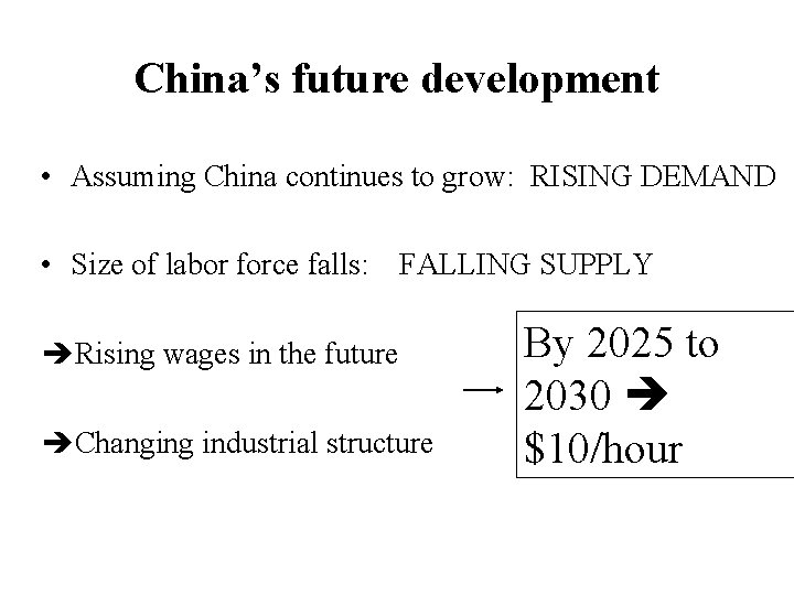 China’s future development • Assuming China continues to grow: RISING DEMAND • Size of China’s future development • Assuming China continues to grow: RISING DEMAND • Size of