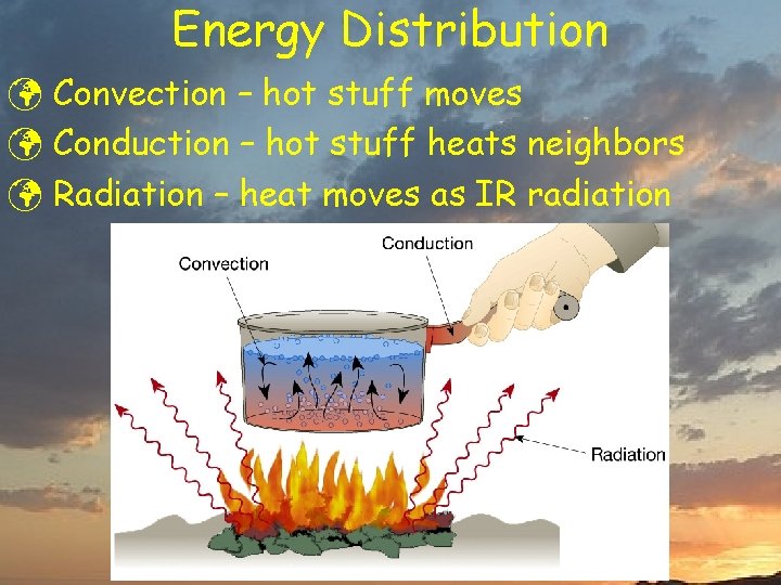 Energy Distribution ü Convection – hot stuff moves ü Conduction – hot stuff heats