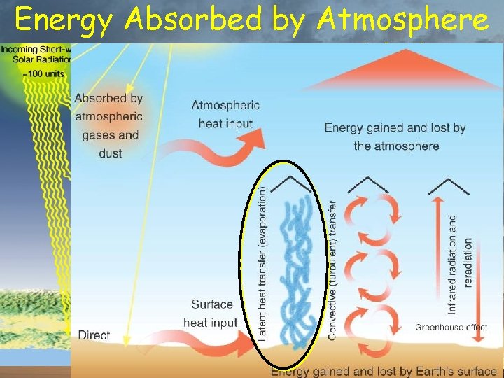 Energy Absorbed by Atmosphere % of total insolation 20% from Sun 7% conducted from