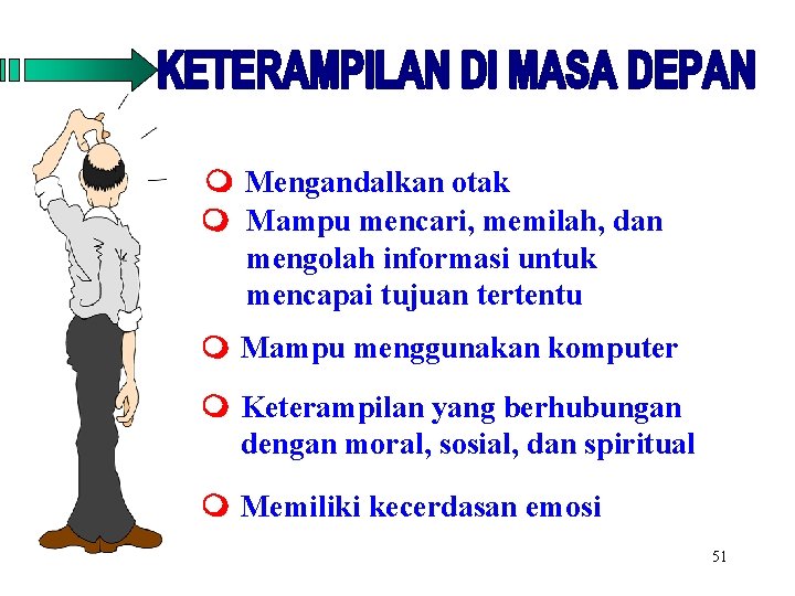 m Mengandalkan otak m Mampu mencari, memilah, dan mengolah informasi untuk mencapai tujuan tertentu