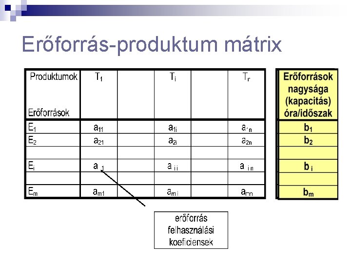 Erőforrás-produktum mátrix 