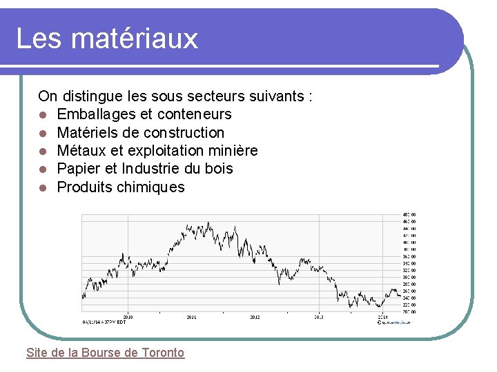 Les matériaux On distingue les sous secteurs suivants : l Emballages et conteneurs l