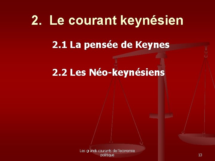 2. Le courant keynésien 2. 1 La pensée de Keynes 2. 2 Les Néo-keynésiens